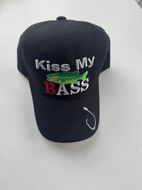 Kiss My Bass Embroidered Black Baseball Cap
NWOT